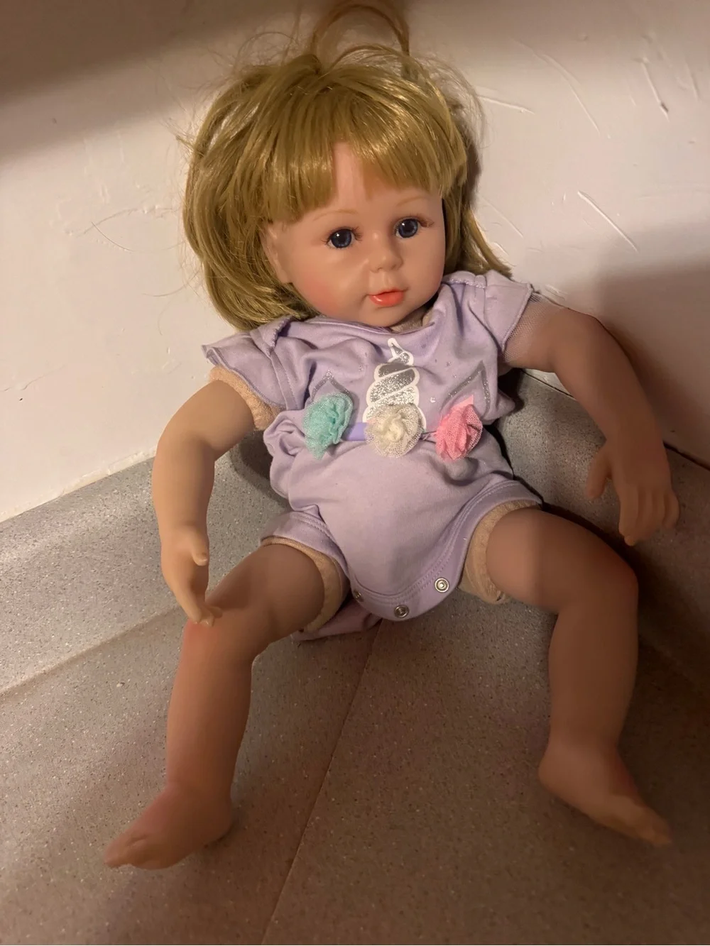 Soft Vinyl Baby Doll in Light Purple Outfit NPK collection